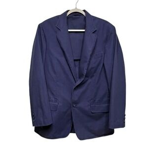 VTG LL Bean Navy Blue Cotton Sport Coat Blazer 40 Grandpacore New England Office